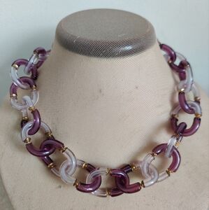 Vintage Archimede Seguso Interlocking CC Glass Chanel Links Necklace